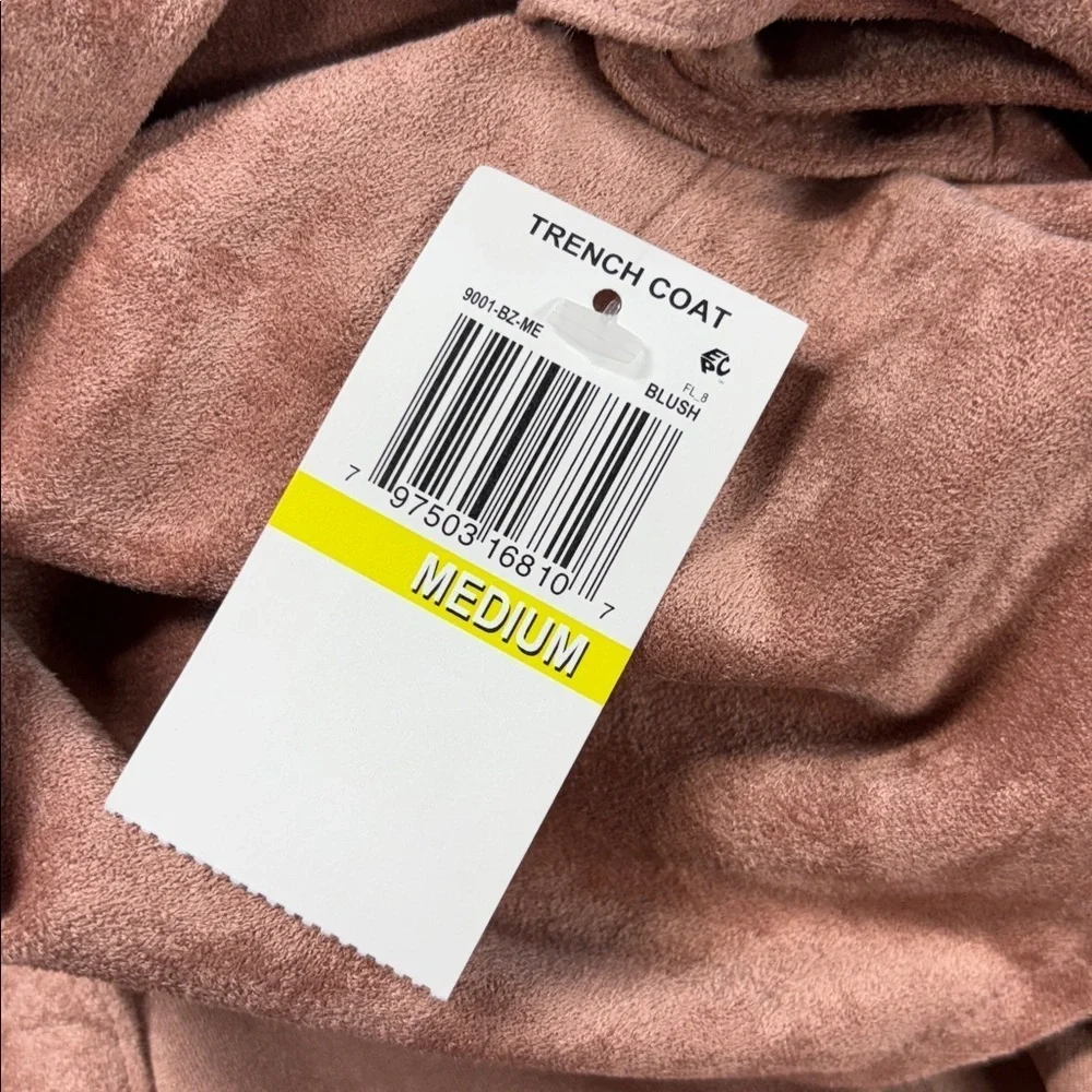 Oat New York Suede Blush long tie belt Trench Coat Medium with pockets - Picture 12 of 12